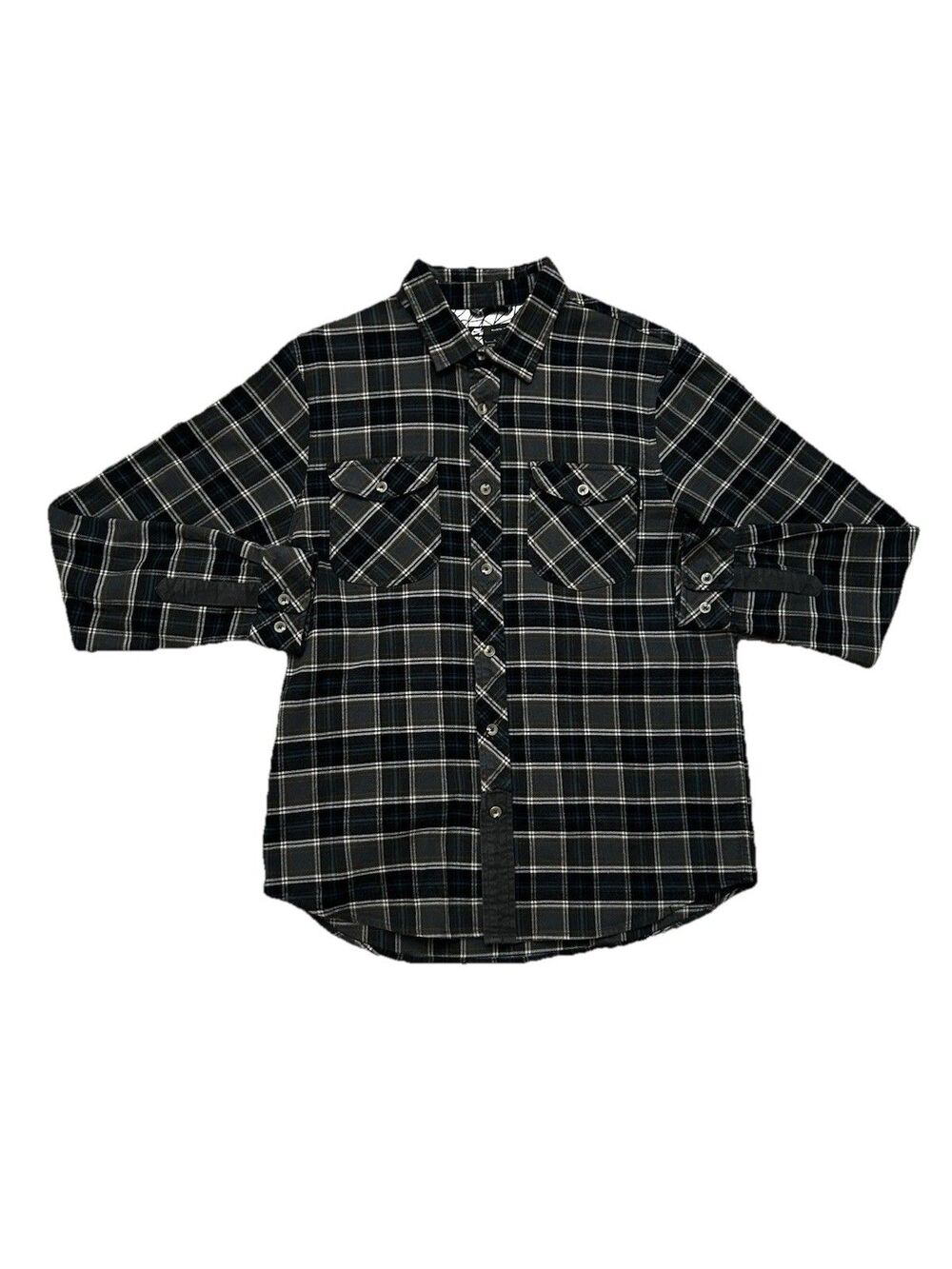 Nike SB Plaid Flannel Shirt Button Up Black Grey Skate Workwear Streetwear Large